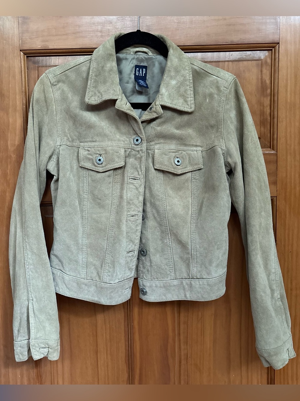 Vintage Y2K 2000 GAP Suede Leather Jacket Tan Beige Womens XS